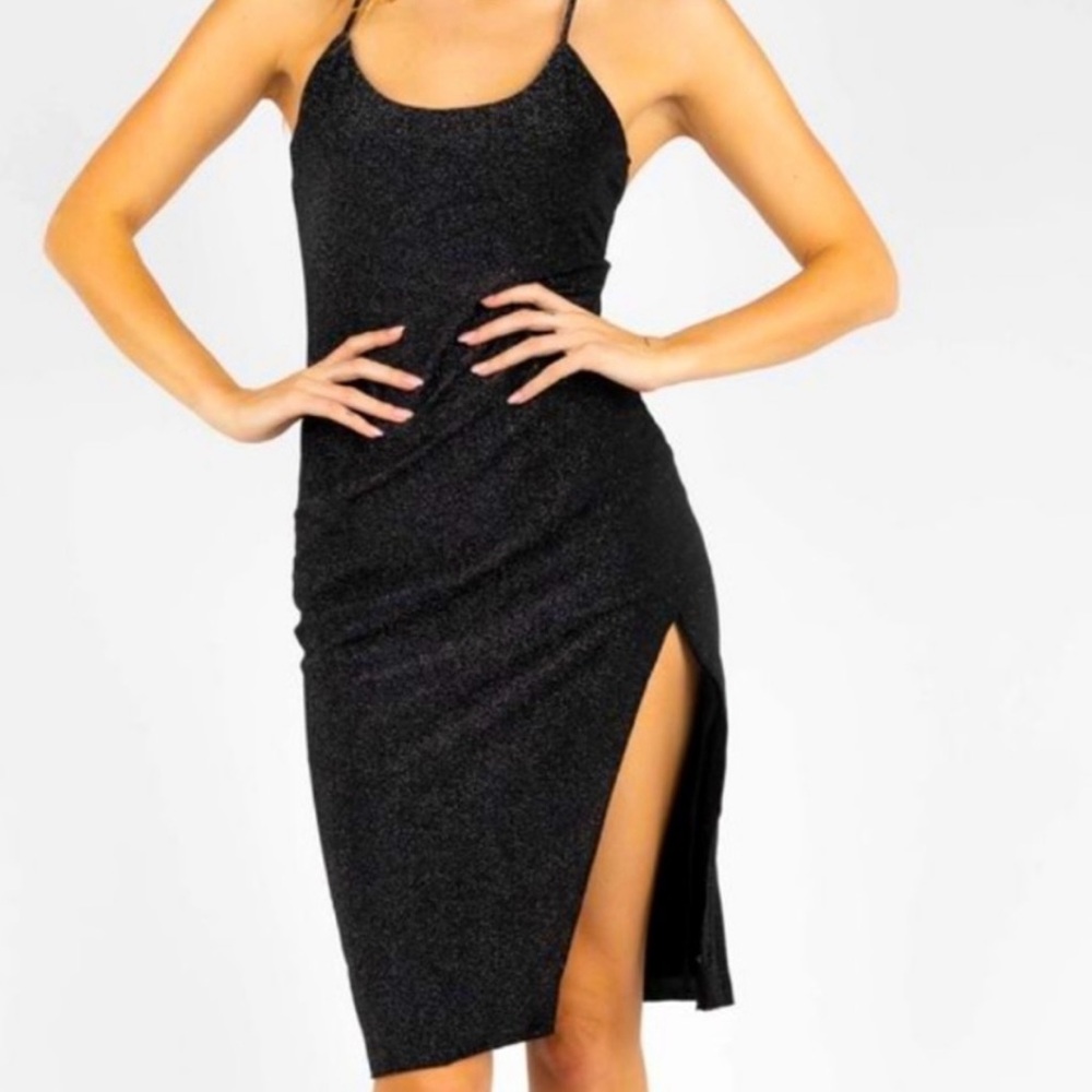 EUC Kittenish Black Silver Criss-Cross Dress